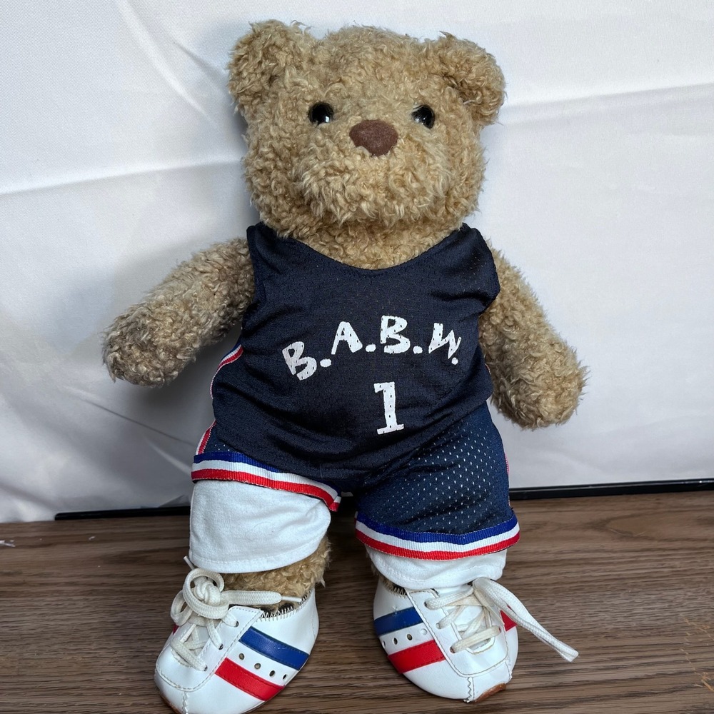 Build-A-Bear Teddy Bear Basketball Uniform Navy Mesh 13in Sporty Aesthetic